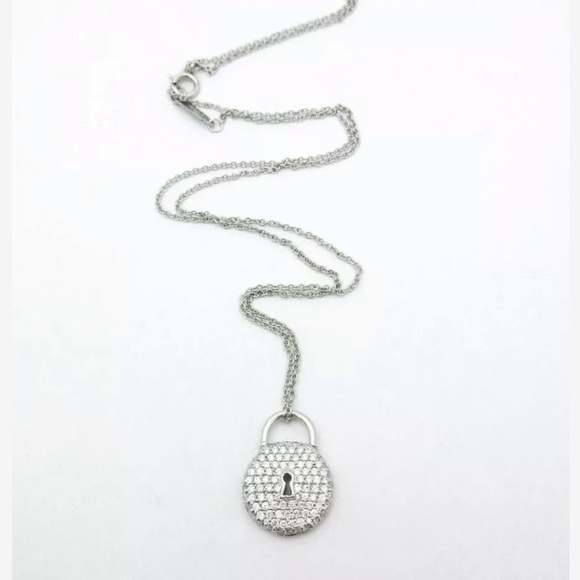 TIFFANY & CO ROUND PAVE DIAMOND LOCK NECKLACE - Picture 10 of 16